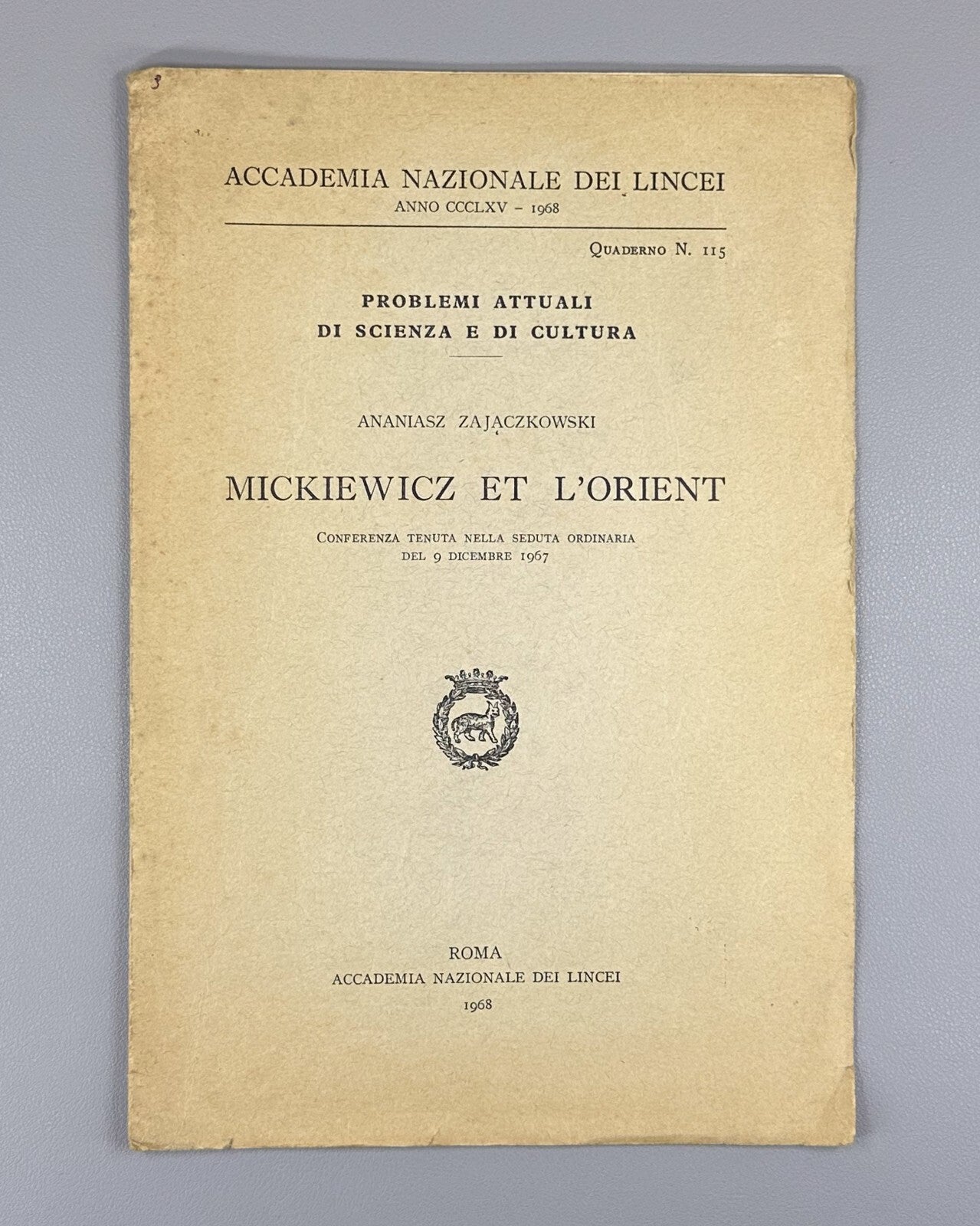 Autograph 1968 Zajaczkowski Mickiewicz et l'Orient Mickiewicz and the Orient