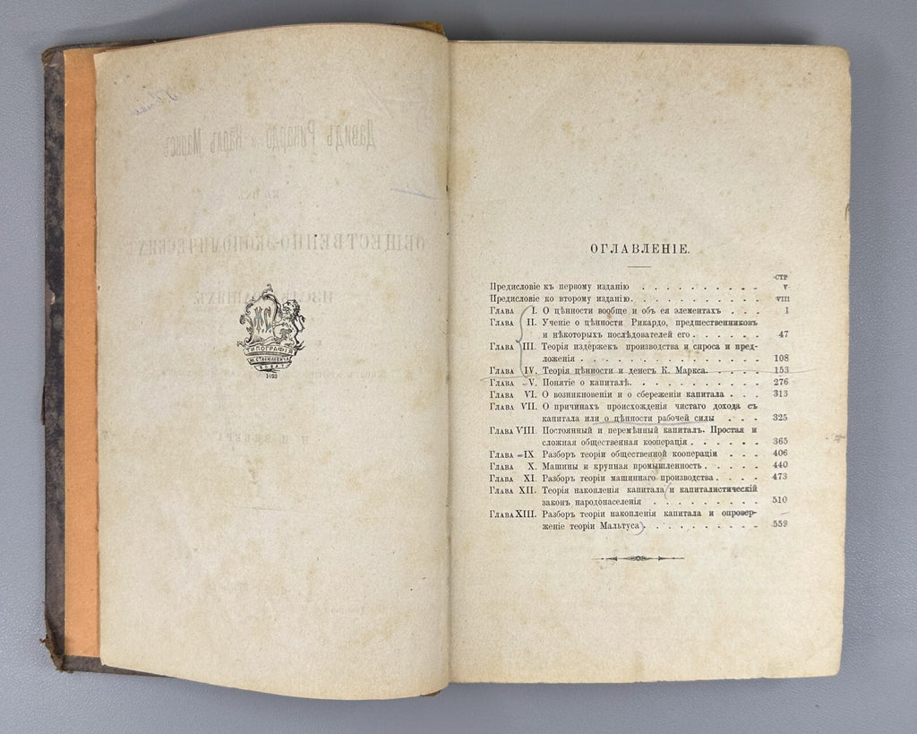 1st ed. Zieber D. Ricardo K. Marx Economic research 1885 Зибер Рикардо Маркс RR
