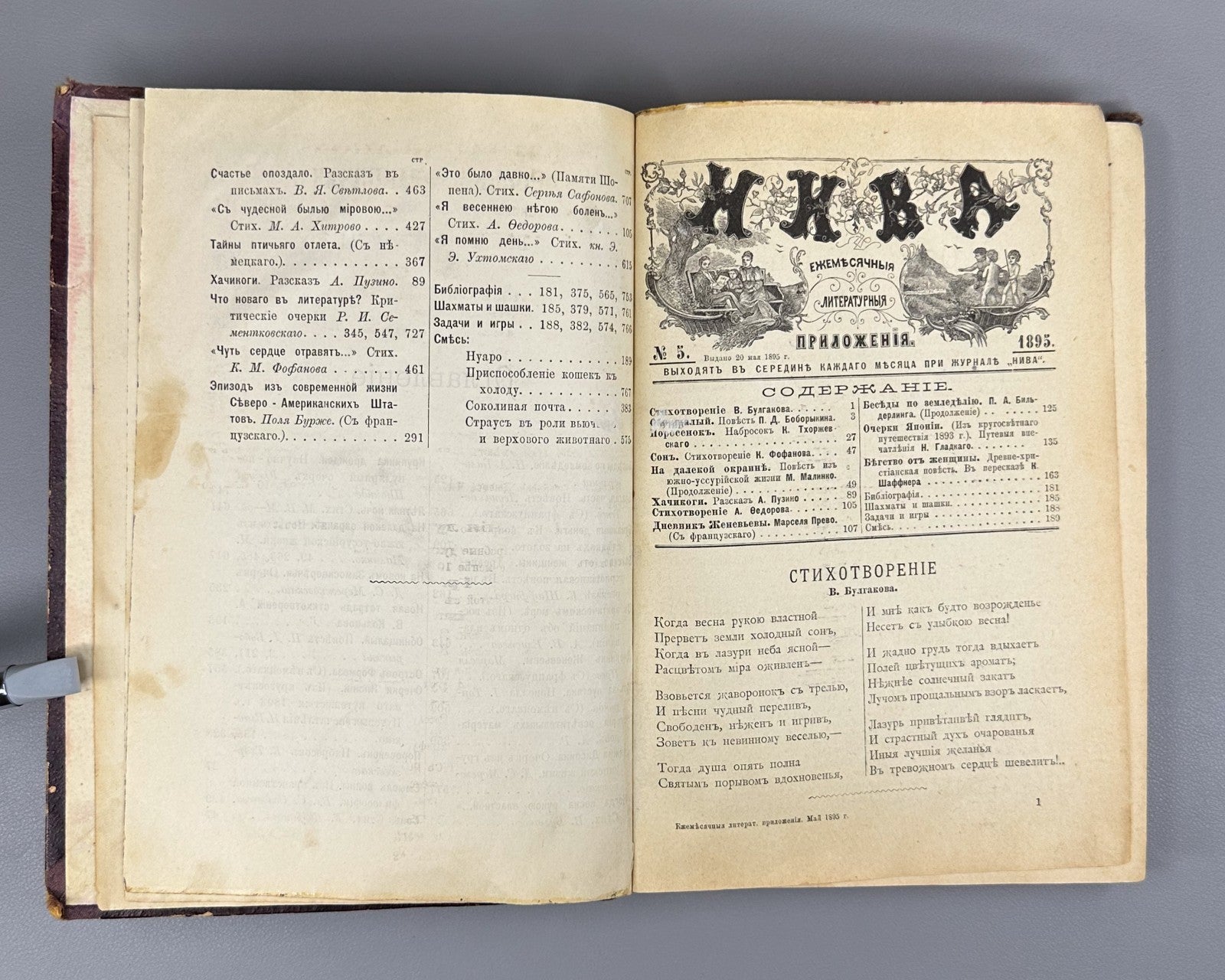 Литературные приложения к журналу Нива за 1895 Niva Magazine Literary Supplement