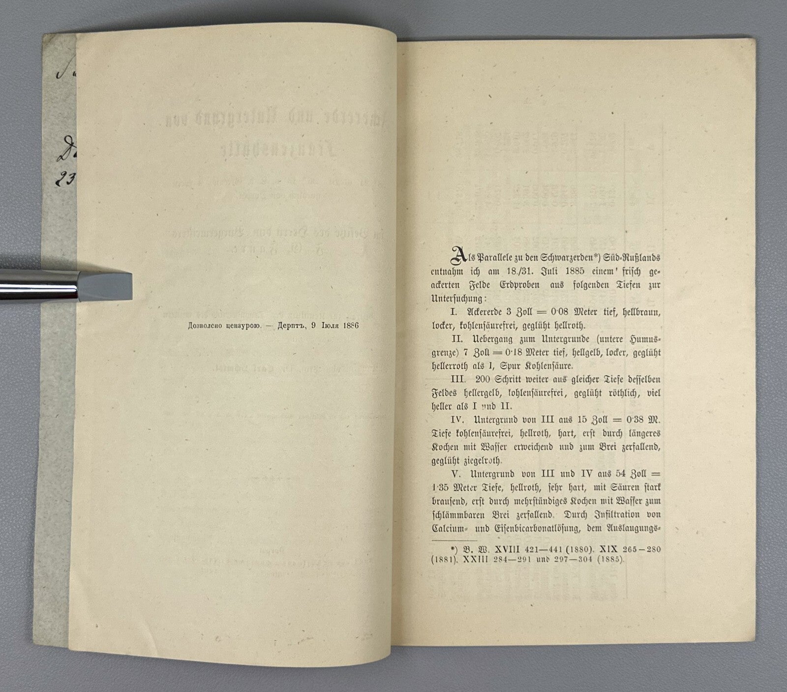 Autograph Carl Schmidt Ackererde und Untergrund von Franzenshütte 1886 Germany