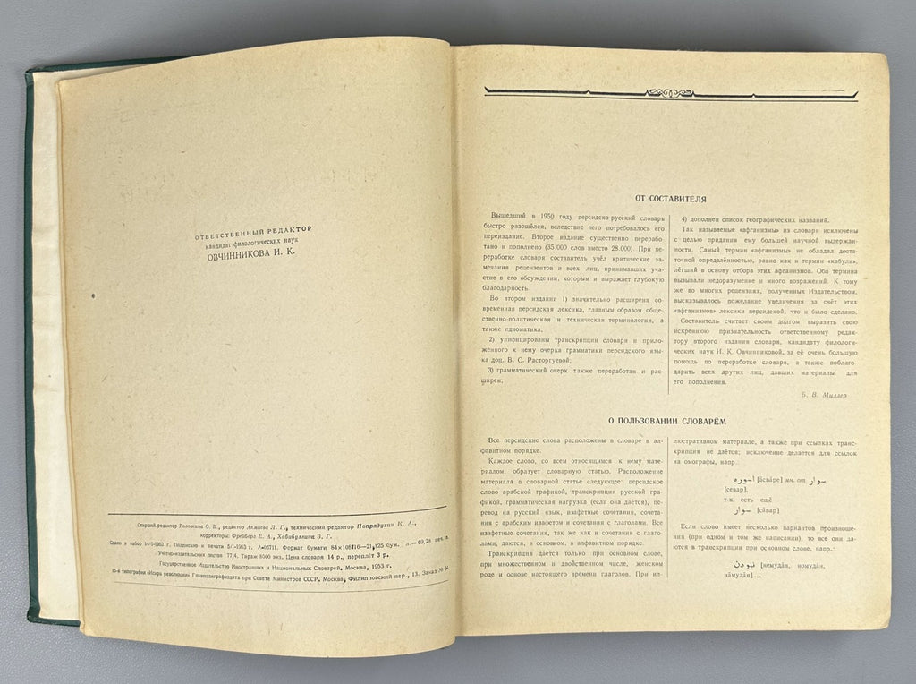 Persian-Russian Dictionary Miller 1953 Миллер Персидско-русский словарь
