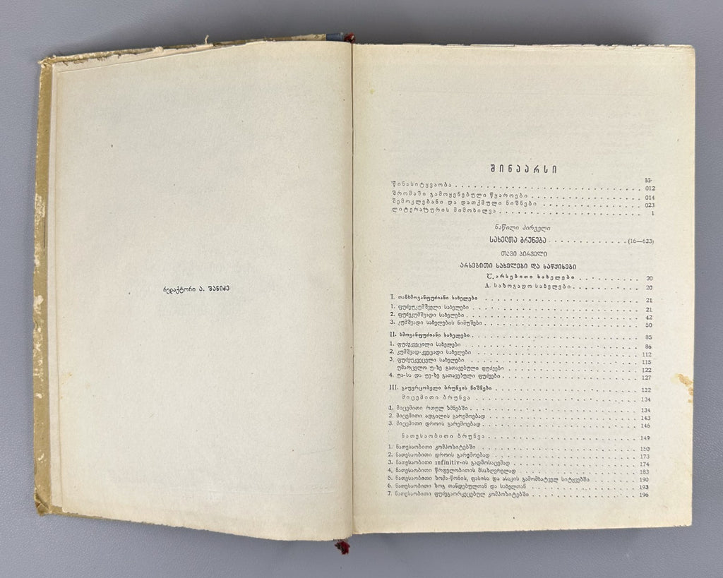 Old Georgian Declension of Nouns & Functions of Cases Imnaishvili 1957