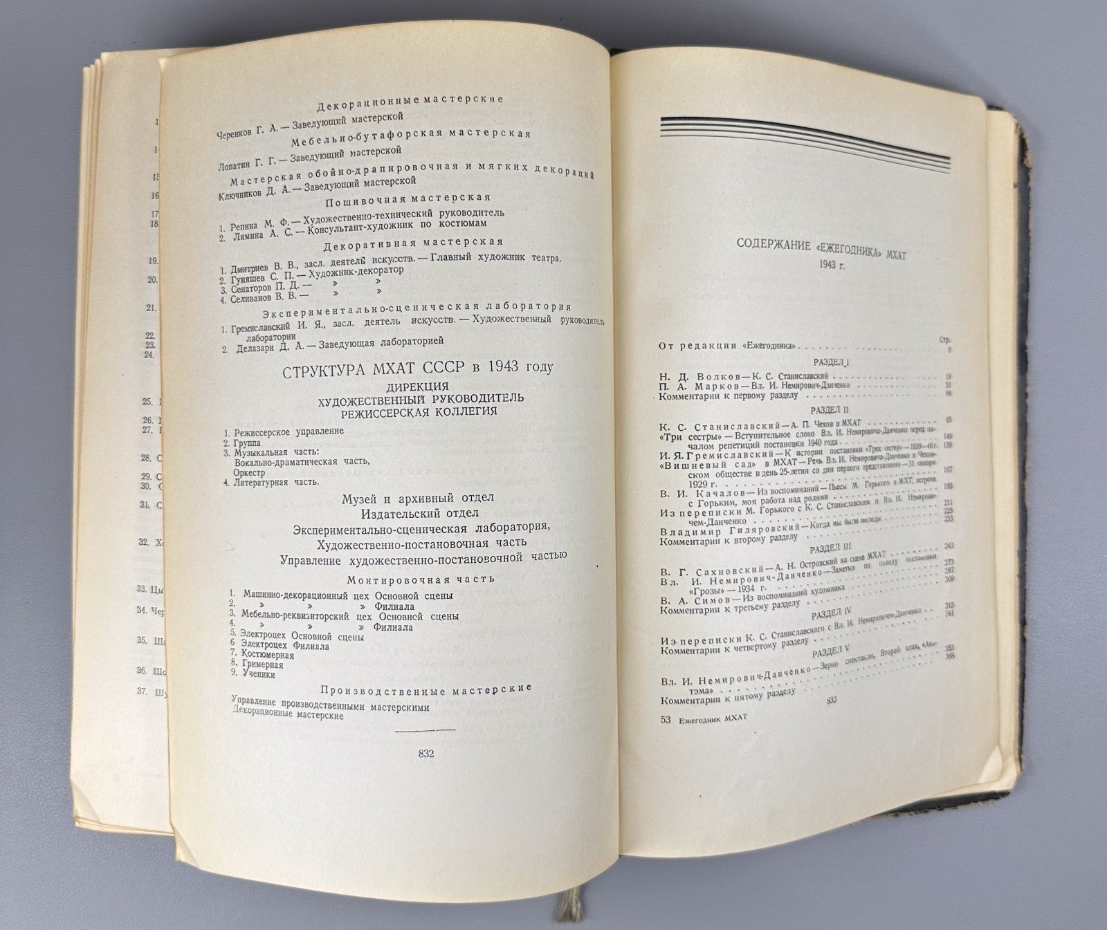 Ежегодник Московского Художественного Театра 1943 Yearbook MKhAT Theatre 1945