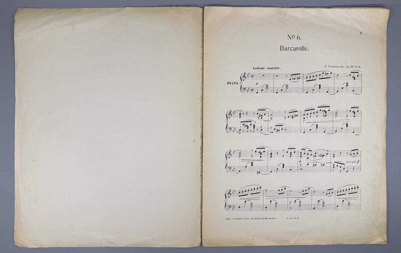 Tchaikovsky The Seasons piano 1878? Чайковский Времена года Июнь Баркарола Ноты