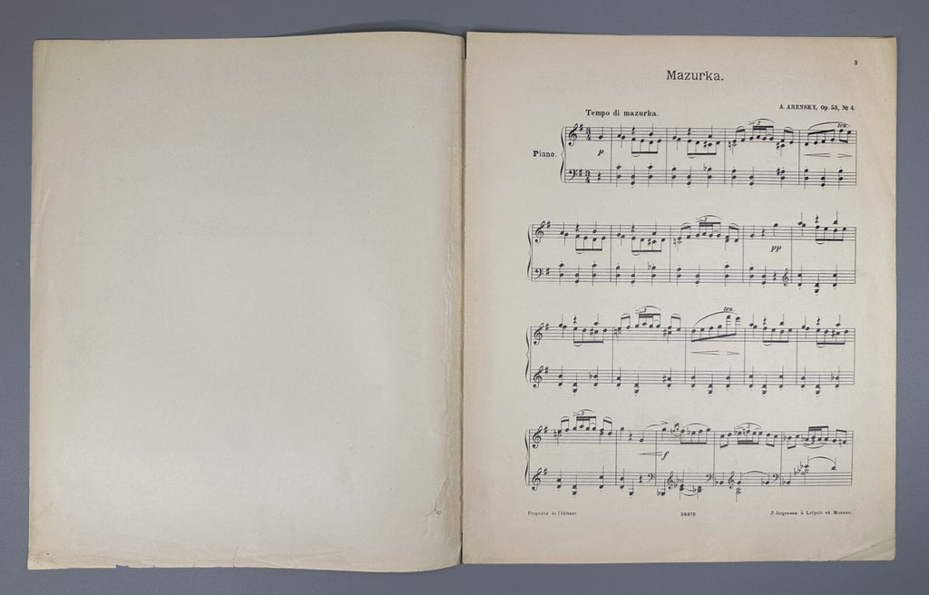 Arensky 6 Pièces pour piano 1901 Аренский 6 пьес фортепиано Соч. 53 № 4 Мазурка