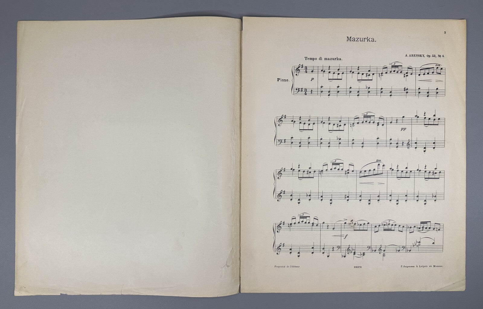 Arensky 6 Pièces pour piano 1901 Аренский 6 пьес фортепиано Соч. 53 № 4 Мазурка