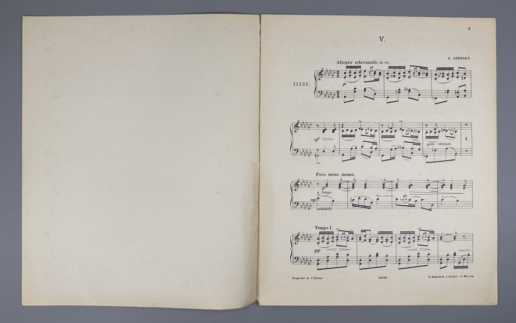 1st ed. Arensky By the Sea Allegretto 1901 Аренский У моря Соч. 52, № 5 Ноты