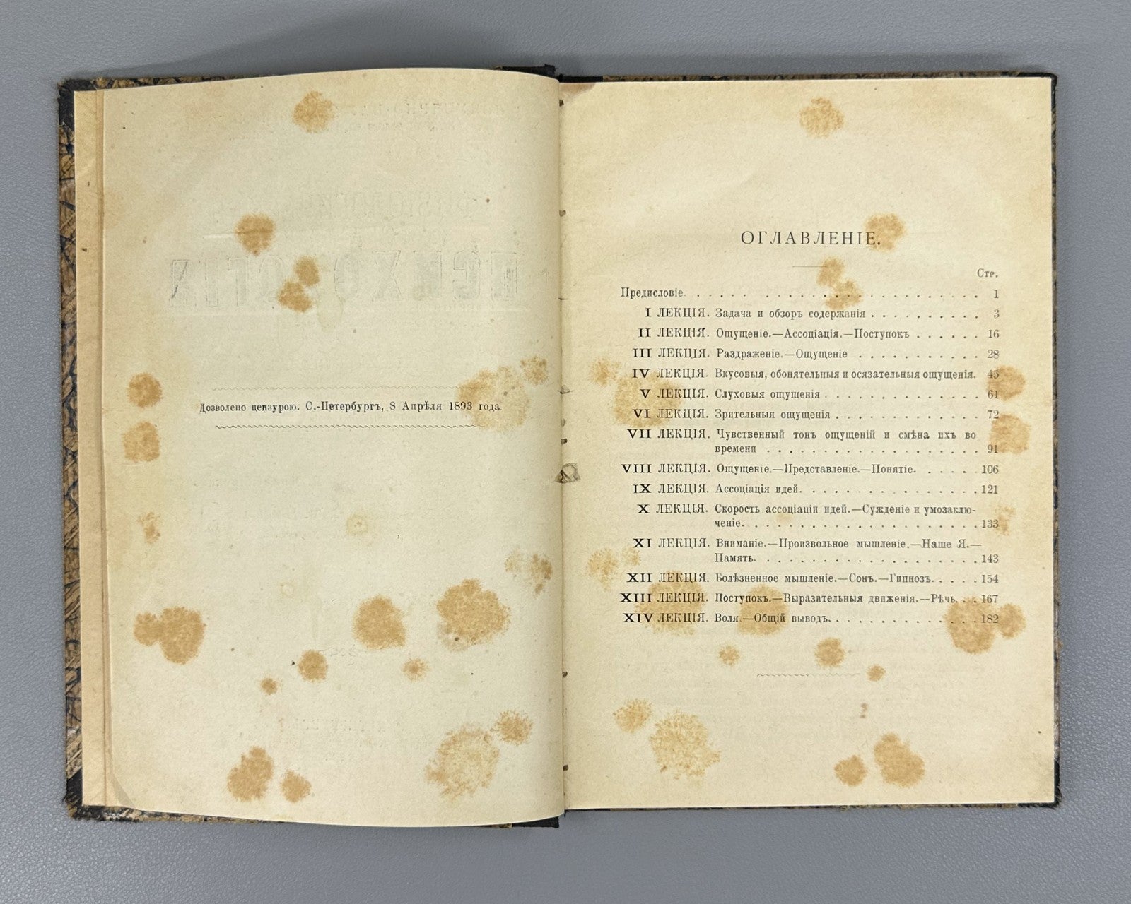 1st ed Rus Ziehen Physiological Psychology 1893 Циген Физиологическая психология