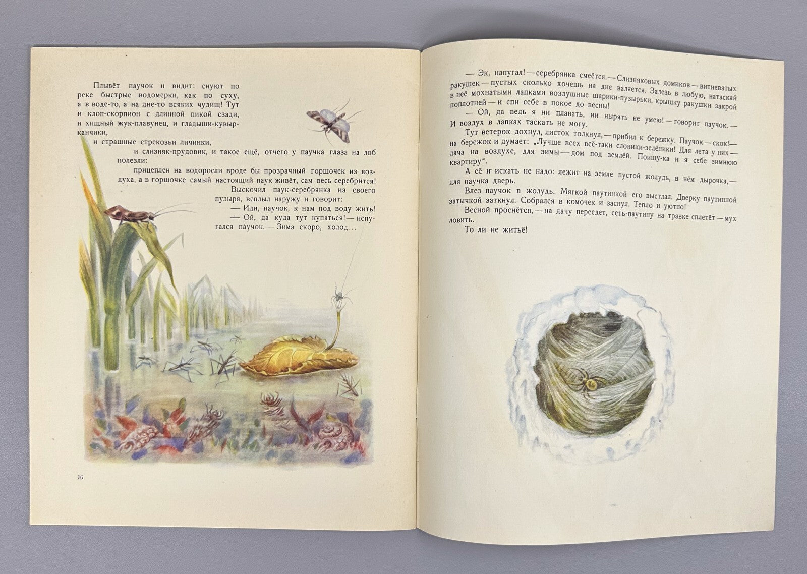 Bianki Spider Pilot Story USSR paper book 1956 Бианки Паучок пилот Рассказ