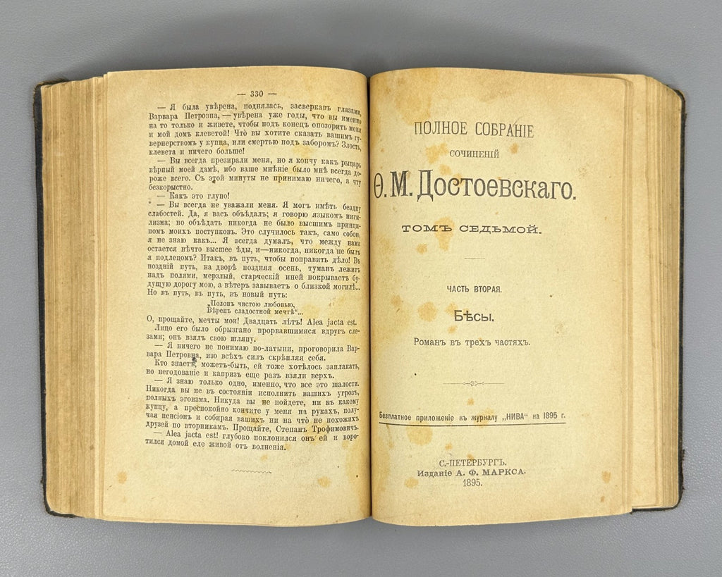 Dostoevsky Demons vol. 7 Russian pre-revolutionary 1895 Достоевский Бесы Роман