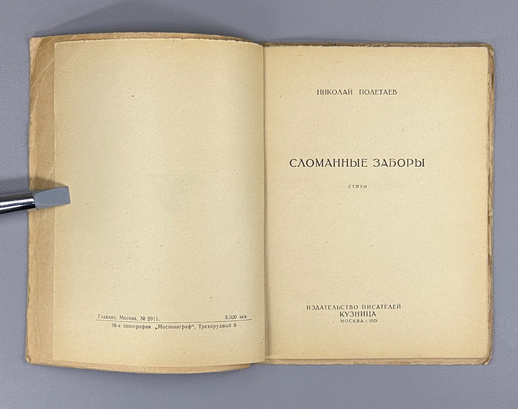 1st ed. Poletaev Broken fences 1923 Poetry USSR Полетаев Сломанные заборы НЭП