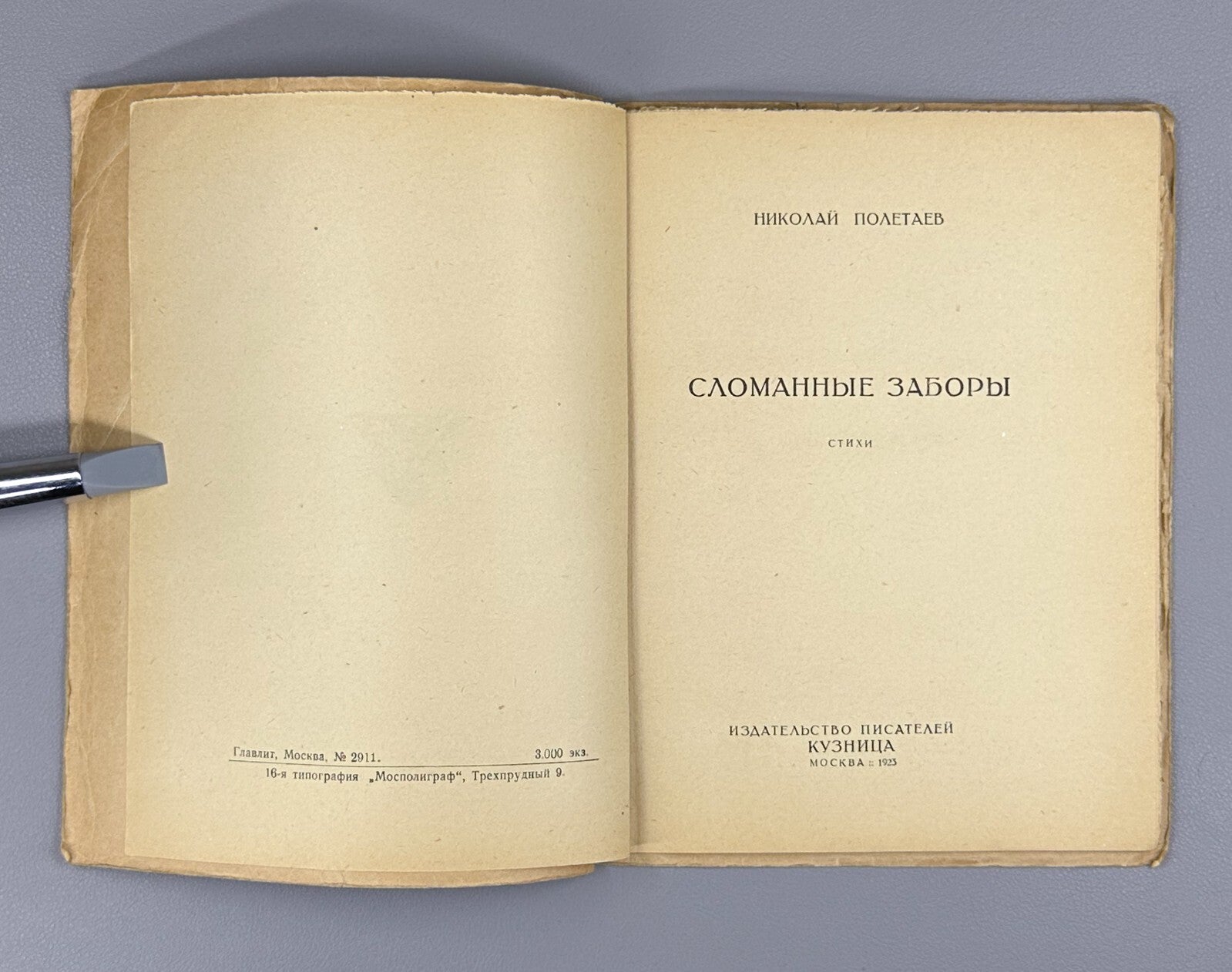 1st ed. Poletaev Broken fences 1923 Poetry USSR Полетаев Сломанные заборы НЭП