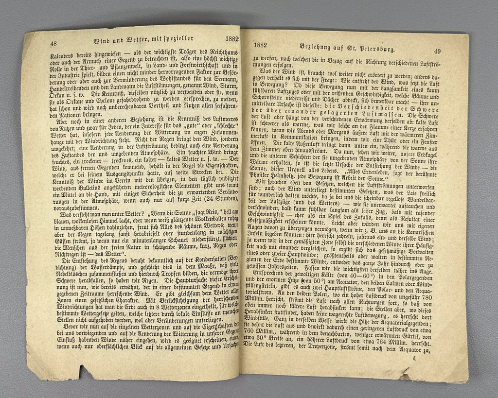 Autograph O. Metz Wind und Wetter 1882 Wind and Weather Special Reference Rare