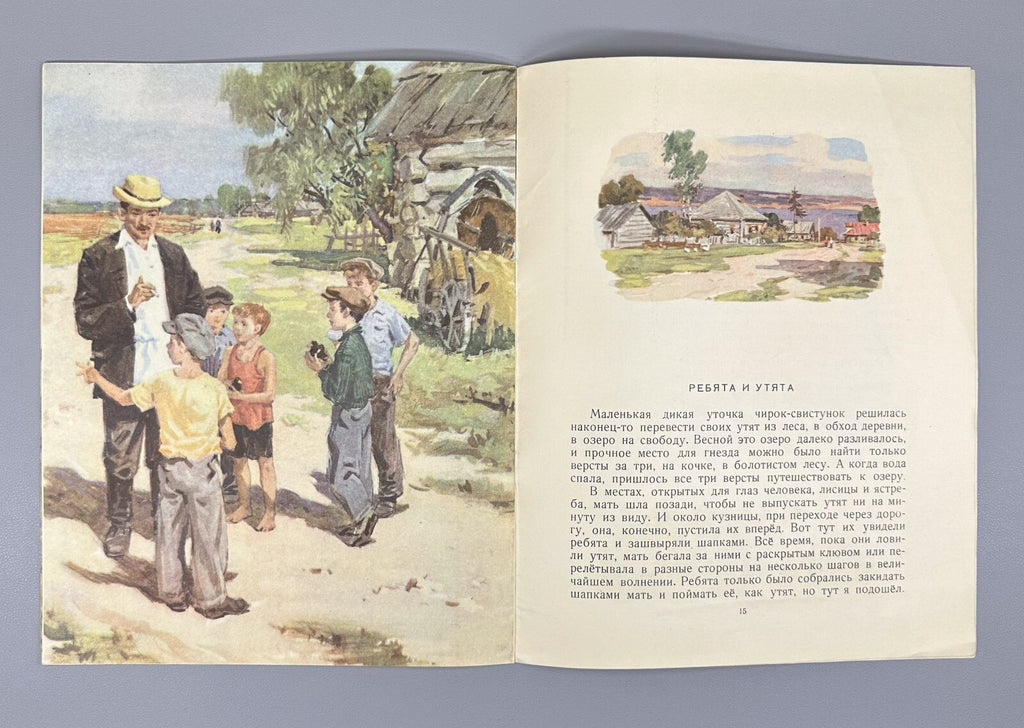Prishvin Children & Ducklings USSR Children’s book  1956 Пришвин Ребята и утята