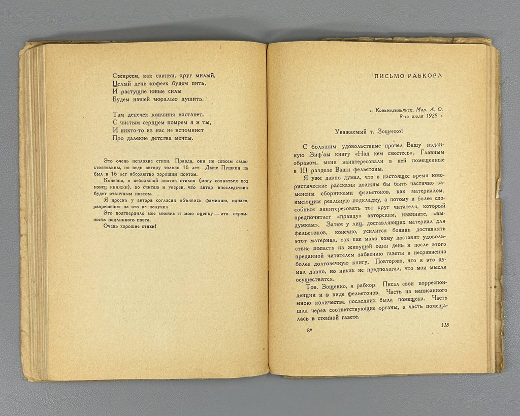 1st ed. Zoshchenko Letters to a Writer 1929 Зощенко Письма к писателю Rare