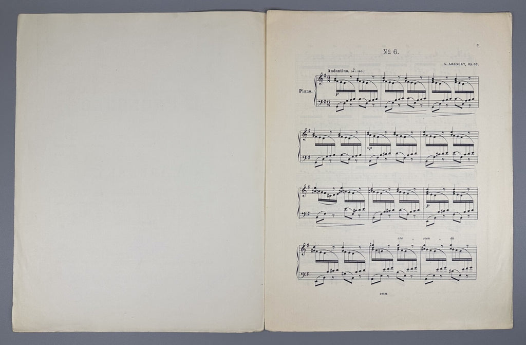 Arensky 12 Preludes Piano Op. 63 № 6 1896 Аренский 12 прелюдий фортепиано Ноты