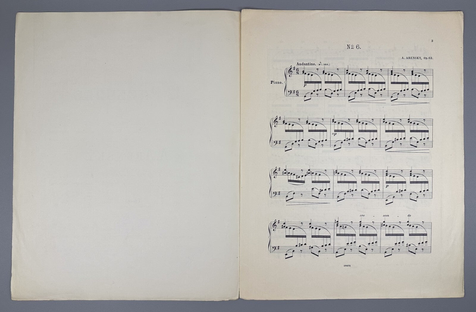 Arensky 12 Preludes Piano Op. 63 № 6 1896 Аренский 12 прелюдий фортепиано Ноты
