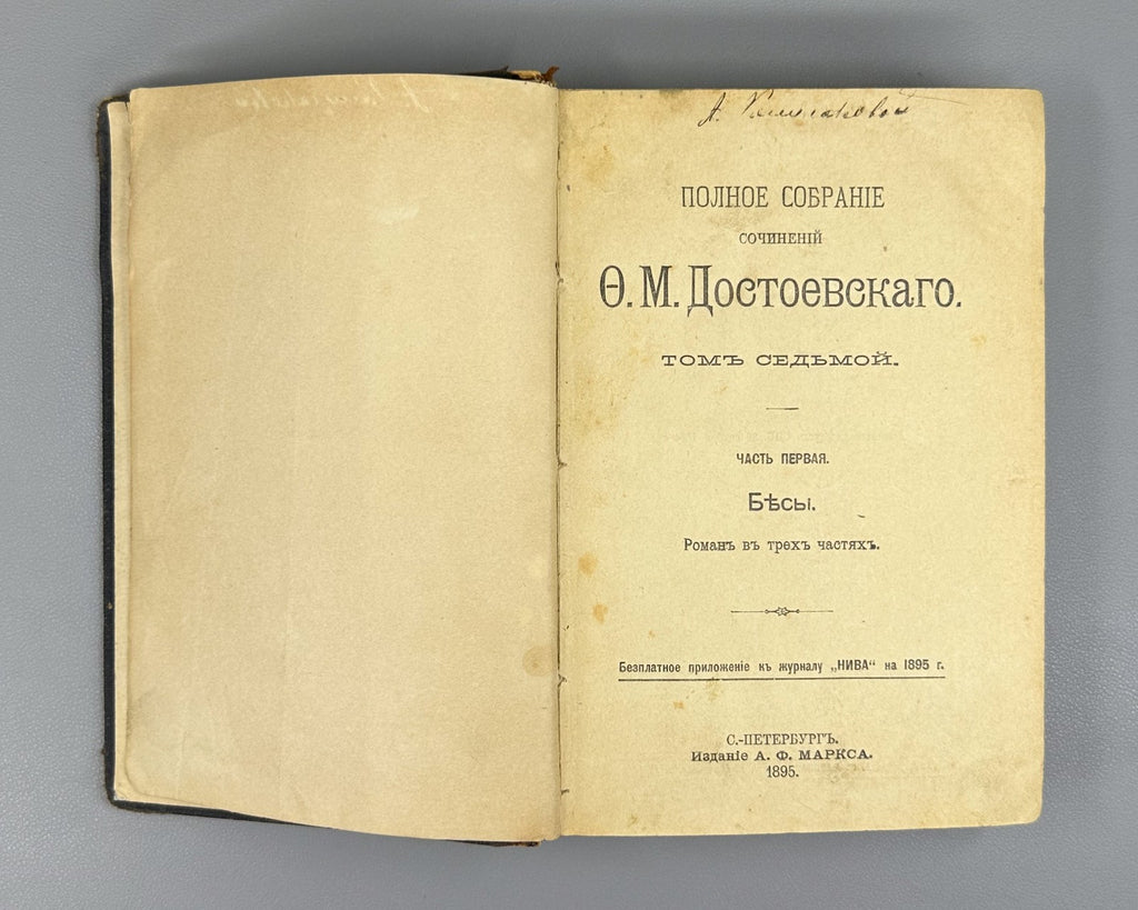 Dostoevsky Demons vol. 7 Russian pre-revolutionary 1895 Достоевский Бесы Роман