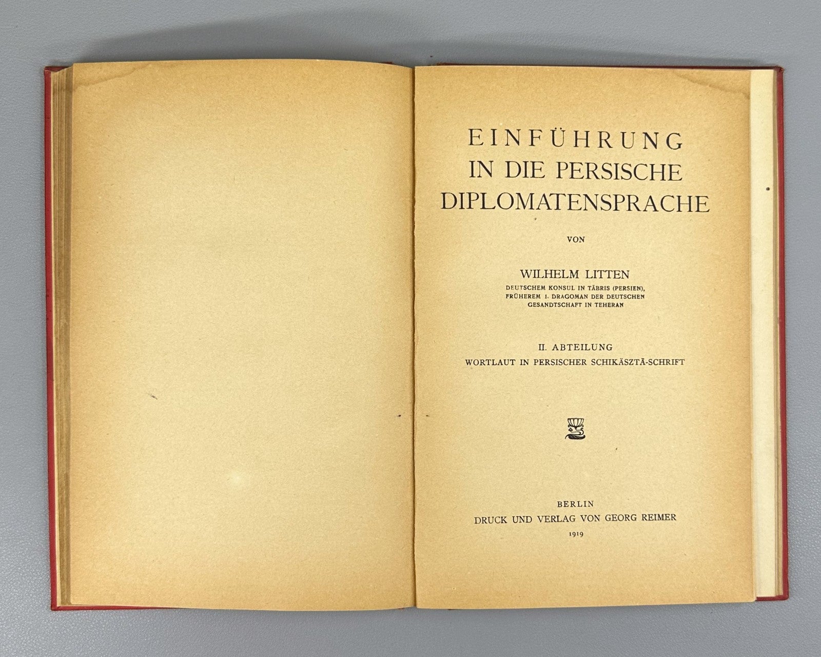 Wilhelm Litten Orientalische Sprachen vol. 31 Persian German 1919 Textbooks