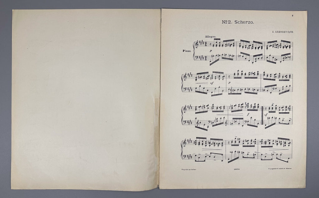 Arensky 6 Pièces pour piano Scherzo Allegro 1901 Аренский Соч. 53 № 2 фортепиано