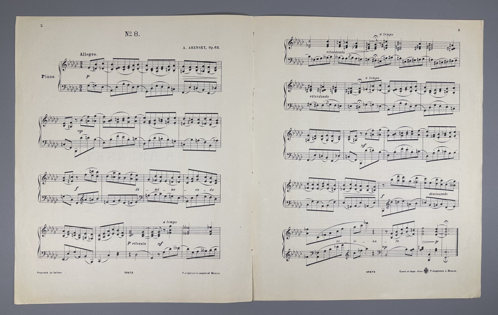 Arensky 12 Preludes Piano Op. 63 № 8 1896 Аренский 12 прелюдий фортепиано Ноты