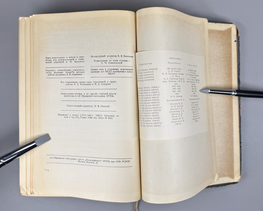 Ежегодник Московского Художественного Театра 1943 Yearbook MKhAT Theatre 1945