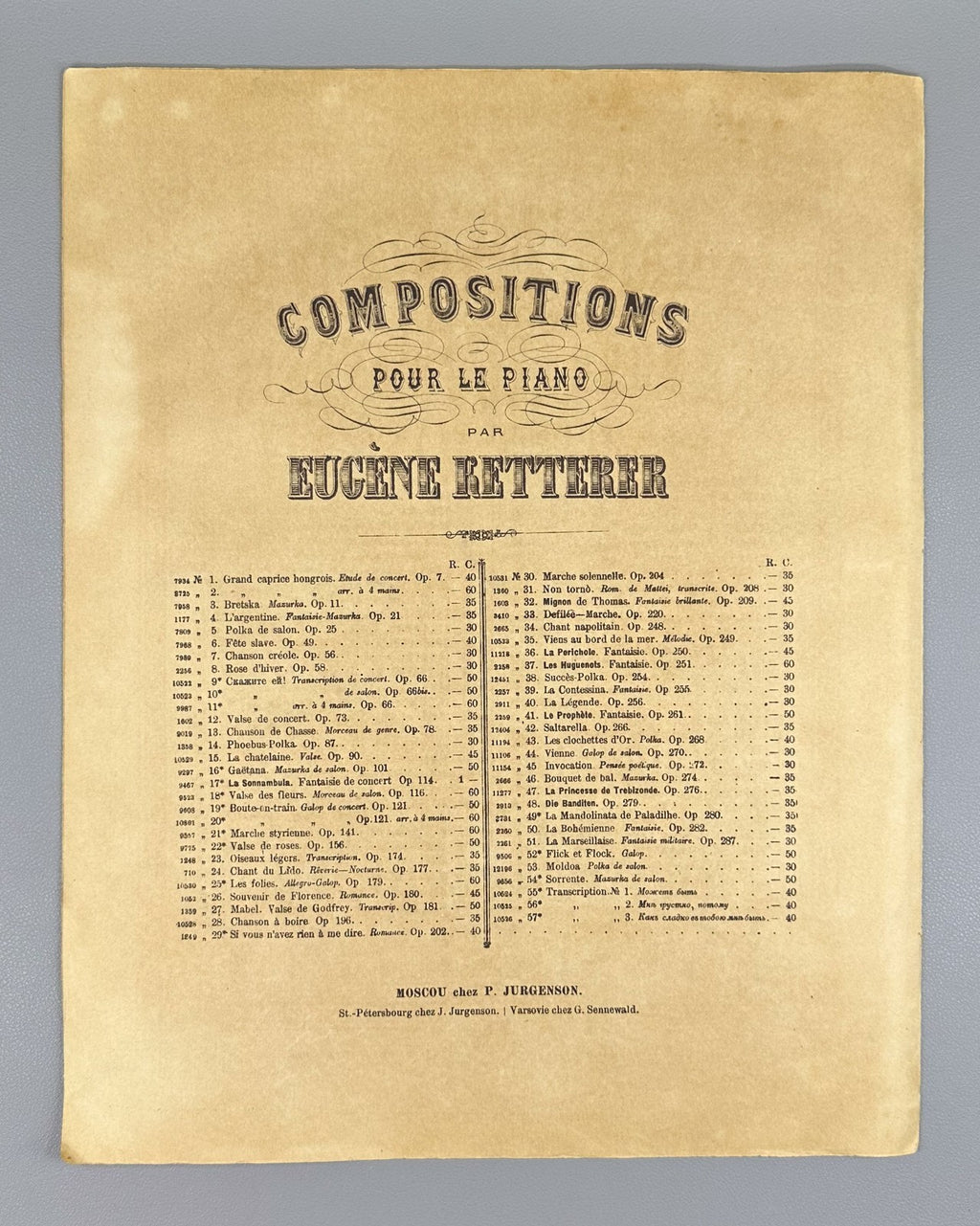 Eugène Ketterer Défilé-marche (de Kaschte) Military Transcription for Piano 1900