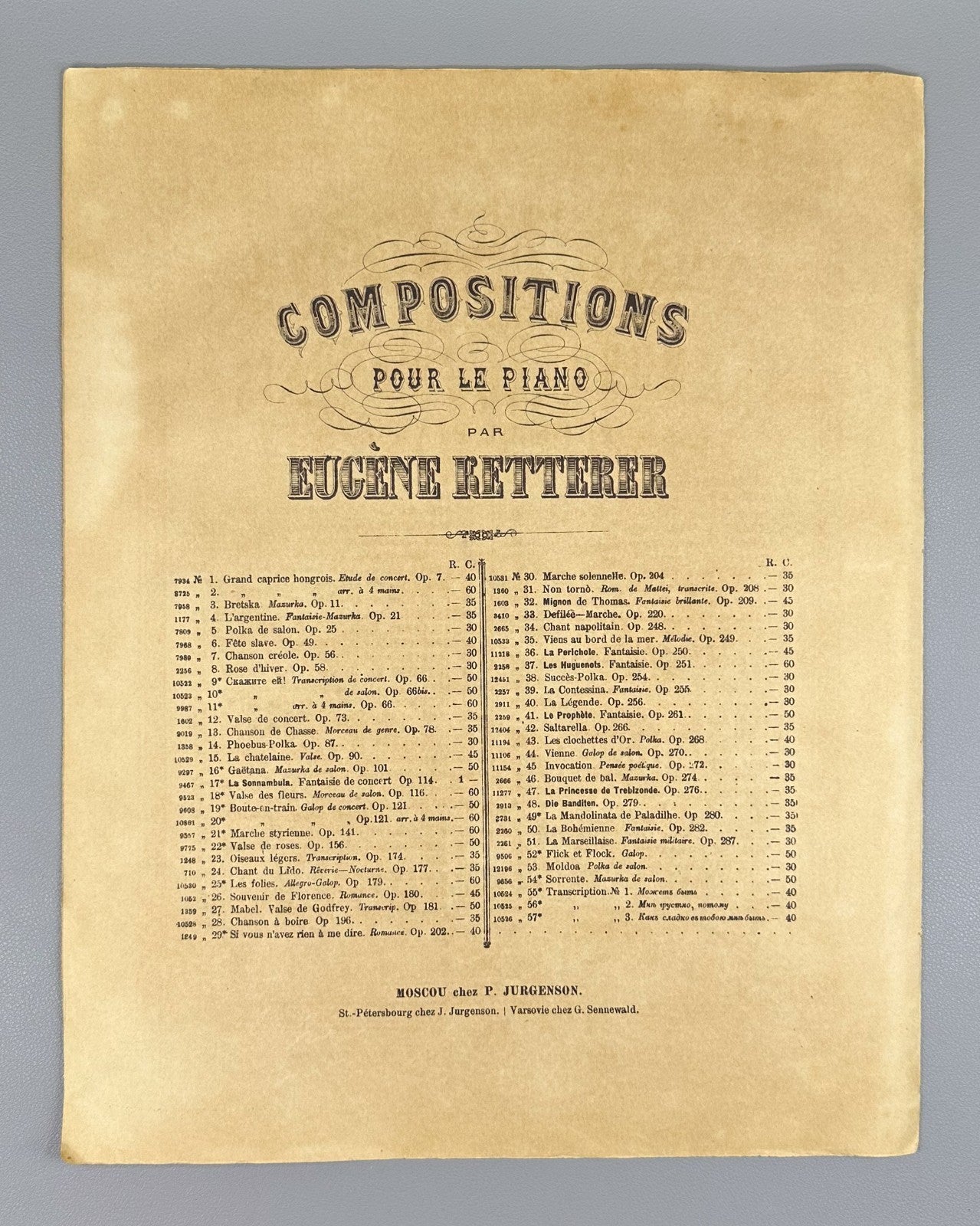 Eugène Ketterer Défilé-marche (de Kaschte) Military Transcription for Piano 1900