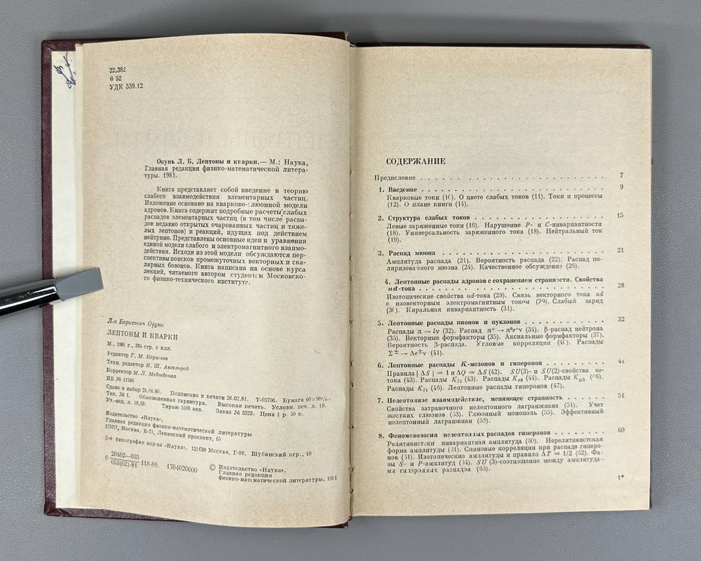 1st ed. Leptons & Quarks Soviet Science 1981 Окунь Лептоны и кварки Физика СССР