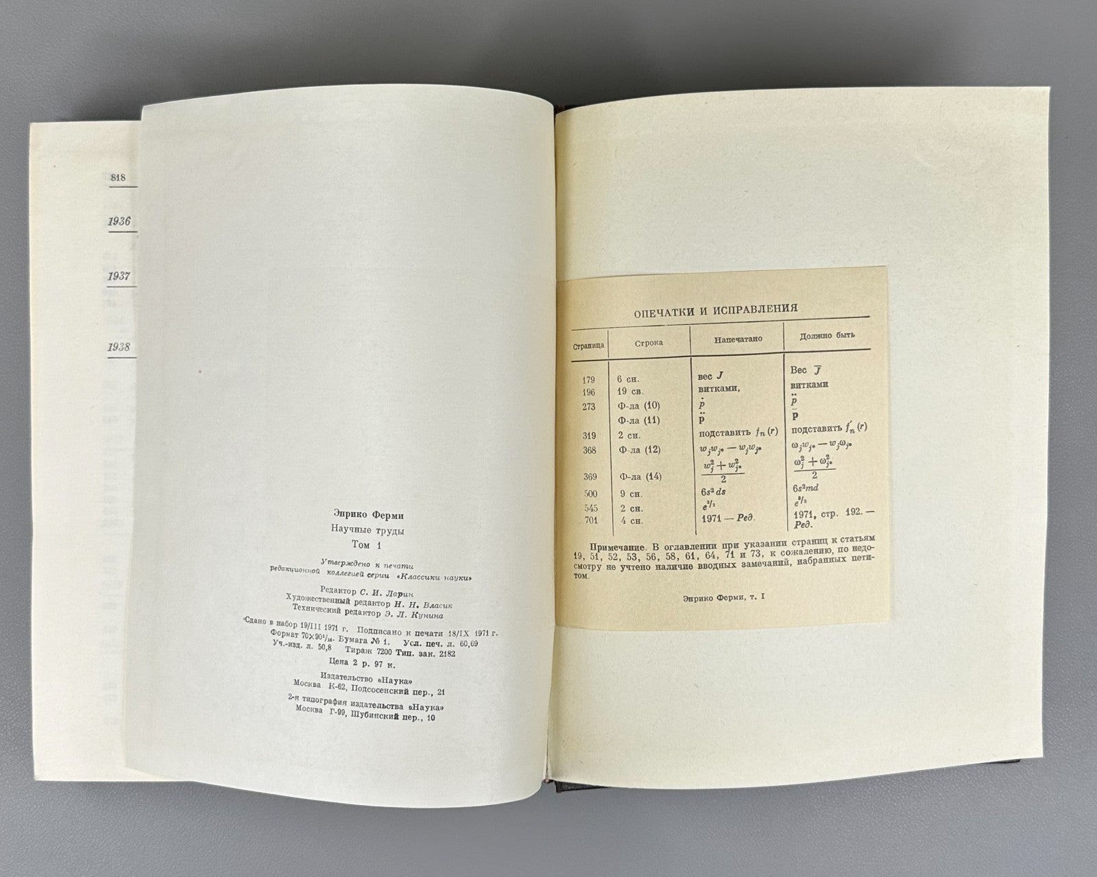Ферми Научные труды в 2 т. 1971 Enrico Fermi Scientific Works Классики науки