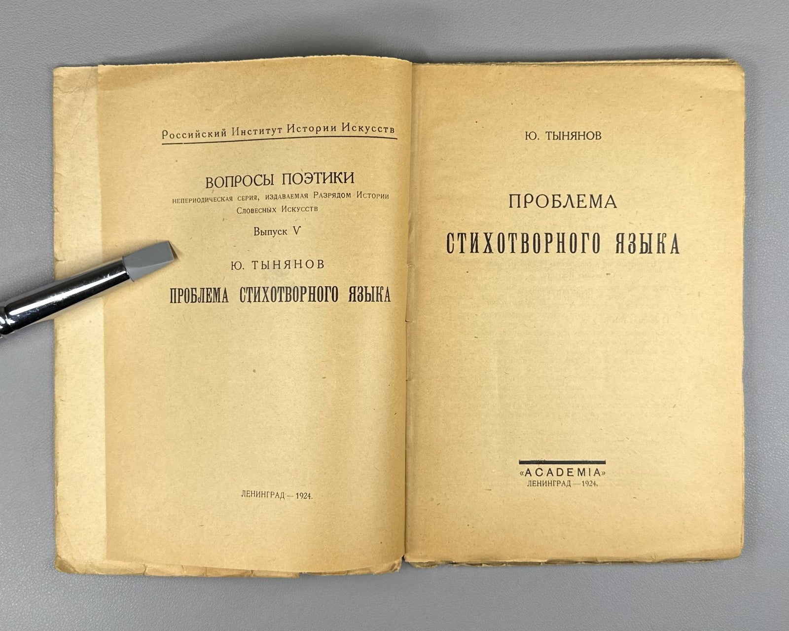 Тынянов Проблема стихотворного языка Academia 1924 Tynyanov Verse Language