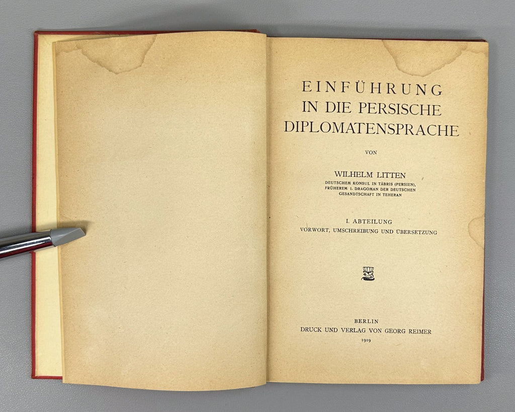 Wilhelm Litten Orientalische Sprachen vol. 31 Persian German 1919 Textbooks