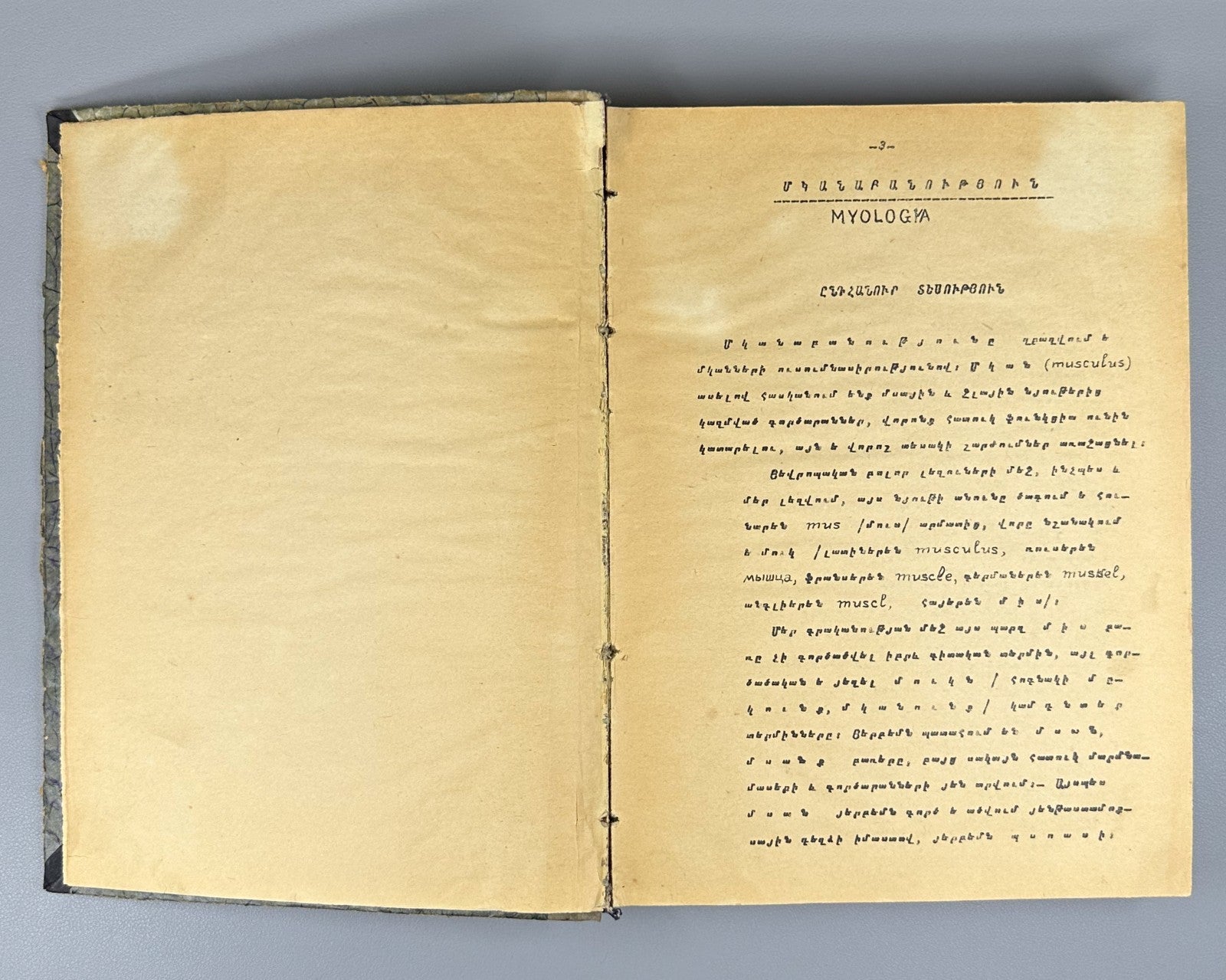 1st ed. Signed Artsruni Արծրունի Մարդակազմություն 1923 Anatomy Myology Armenian