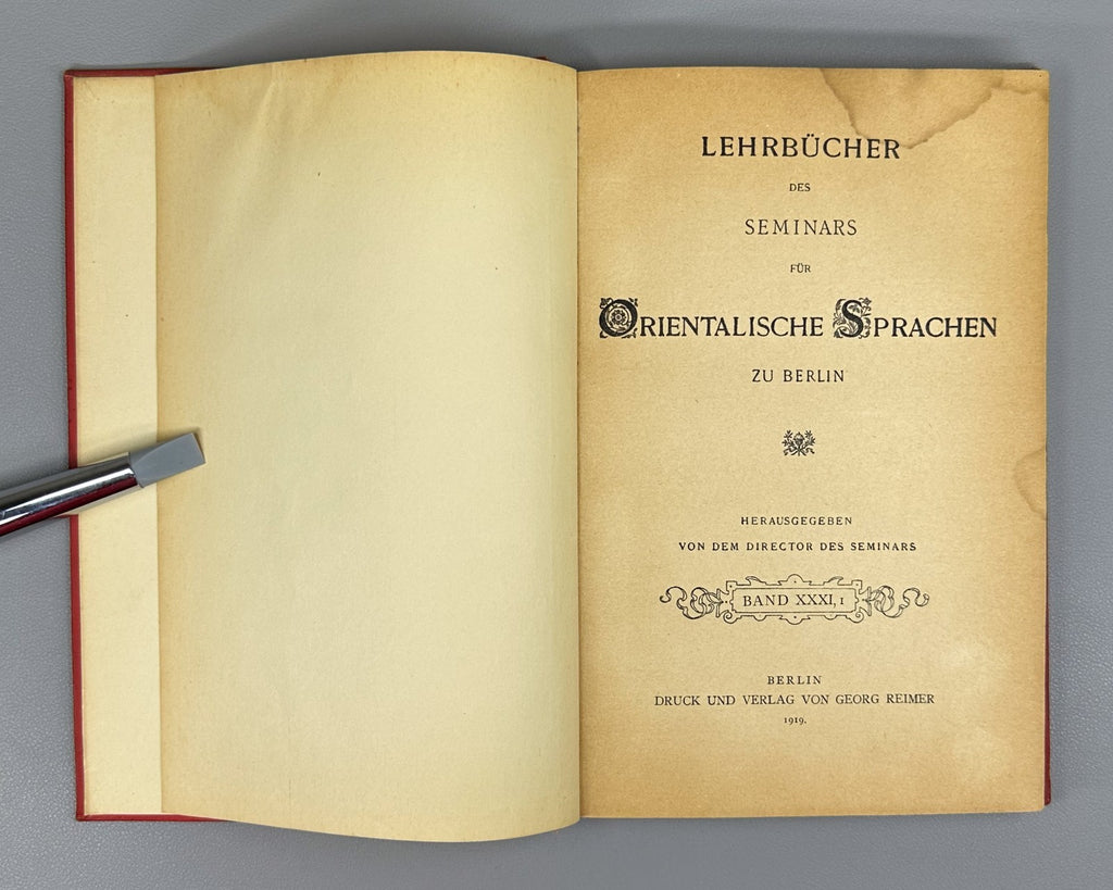 Wilhelm Litten Orientalische Sprachen vol. 31 Persian German 1919 Textbooks