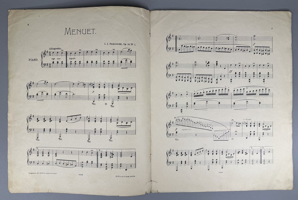 Lot of 3 Ignacy Jan Paderewski Sheet Music Piano Scores 1880 Warsaw Rajchman