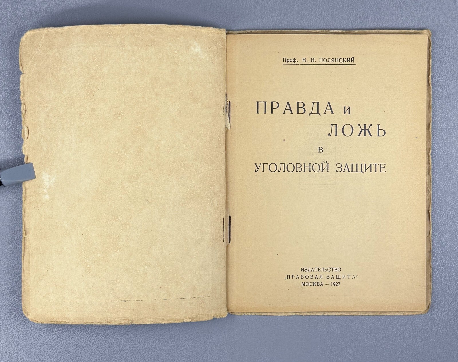 1st ed. Truth & Lies in Criminal Defense Polyansky 1927 Полянский Правда и ложь