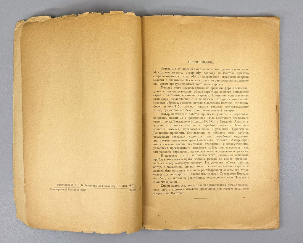1st ed. Dembo Land structure of the East 1927 Дембо Земельный строй востока Rare