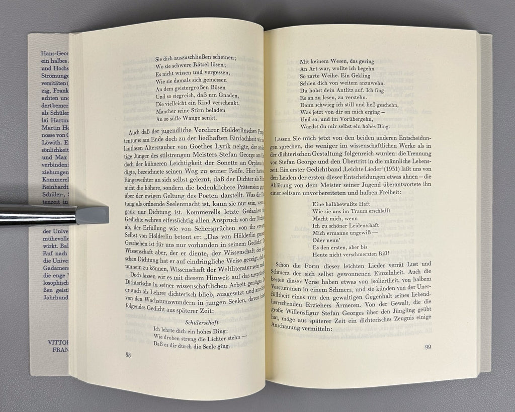 Hans-Georg Gadamer. Philosophische Lehrjahre. Eine Rückschau 1977 1st ed. German