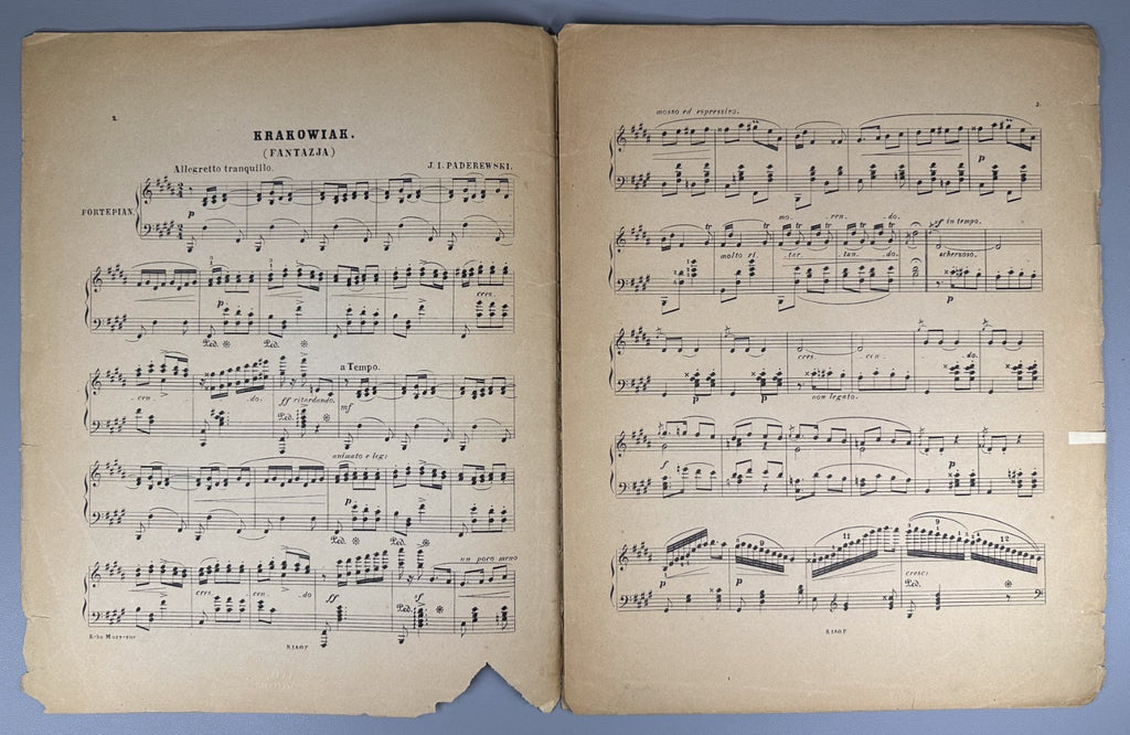 Lot of 3 Ignacy Jan Paderewski Sheet Music Piano Scores 1880 Warsaw Rajchman