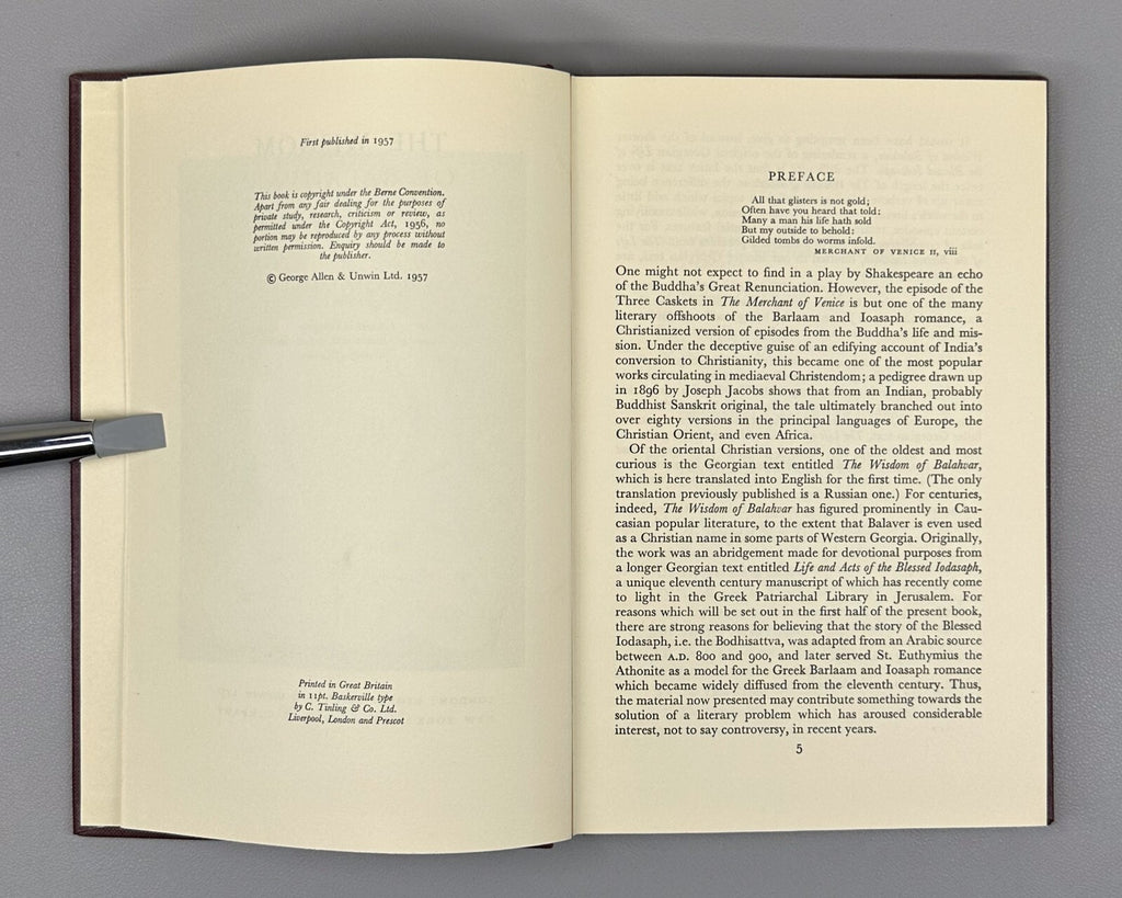 1st ed. Autograph Lang The Wisdom of Balahvar A Christian Legend of the Buddha