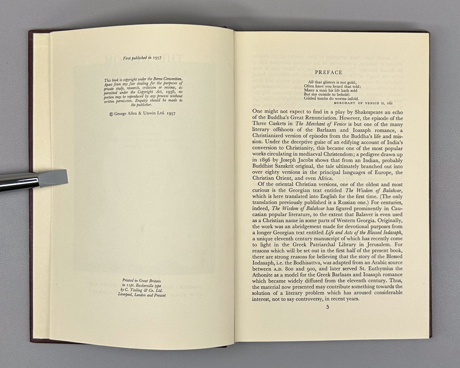 1st ed. Autograph Lang The Wisdom of Balahvar A Christian Legend of the Buddha