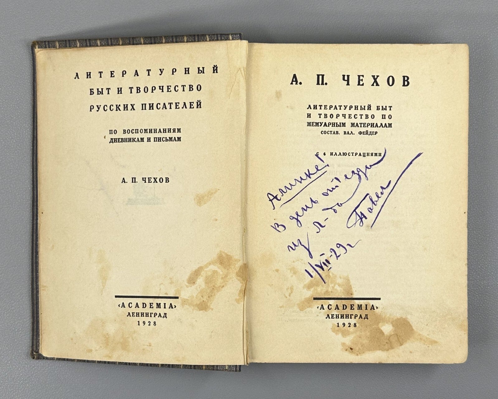 Academia Chekhov Literary life 1928 Чехов Литературный быт и творчество Фейдер