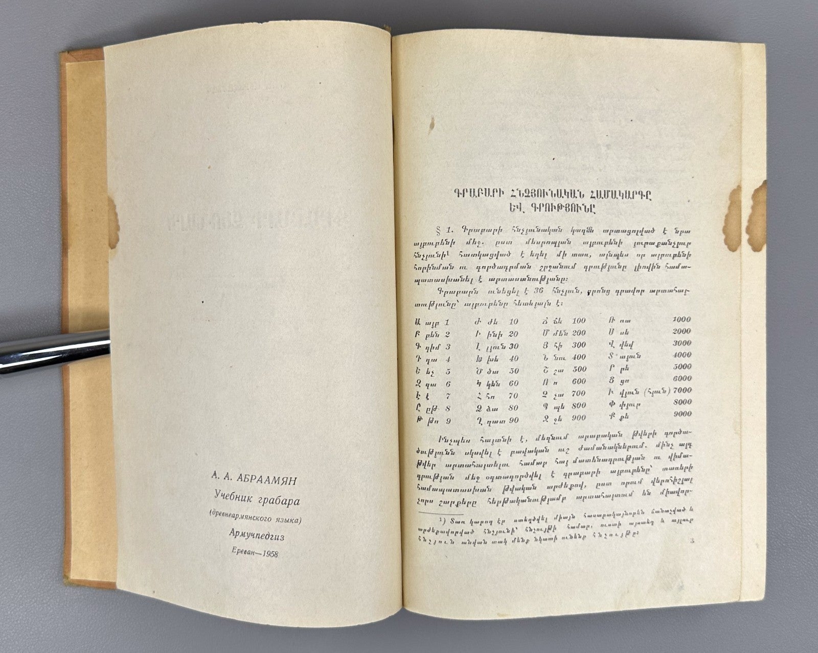 Old Armenian Abrahamyan Grabar 1958 Գրաբարի ձեռնարկ  Աբրահամյան