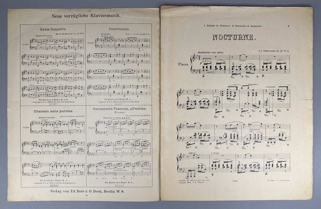 Lot of 3 Ignacy Jan Paderewski Sheet Music Piano Scores 1880 Warsaw Rajchman