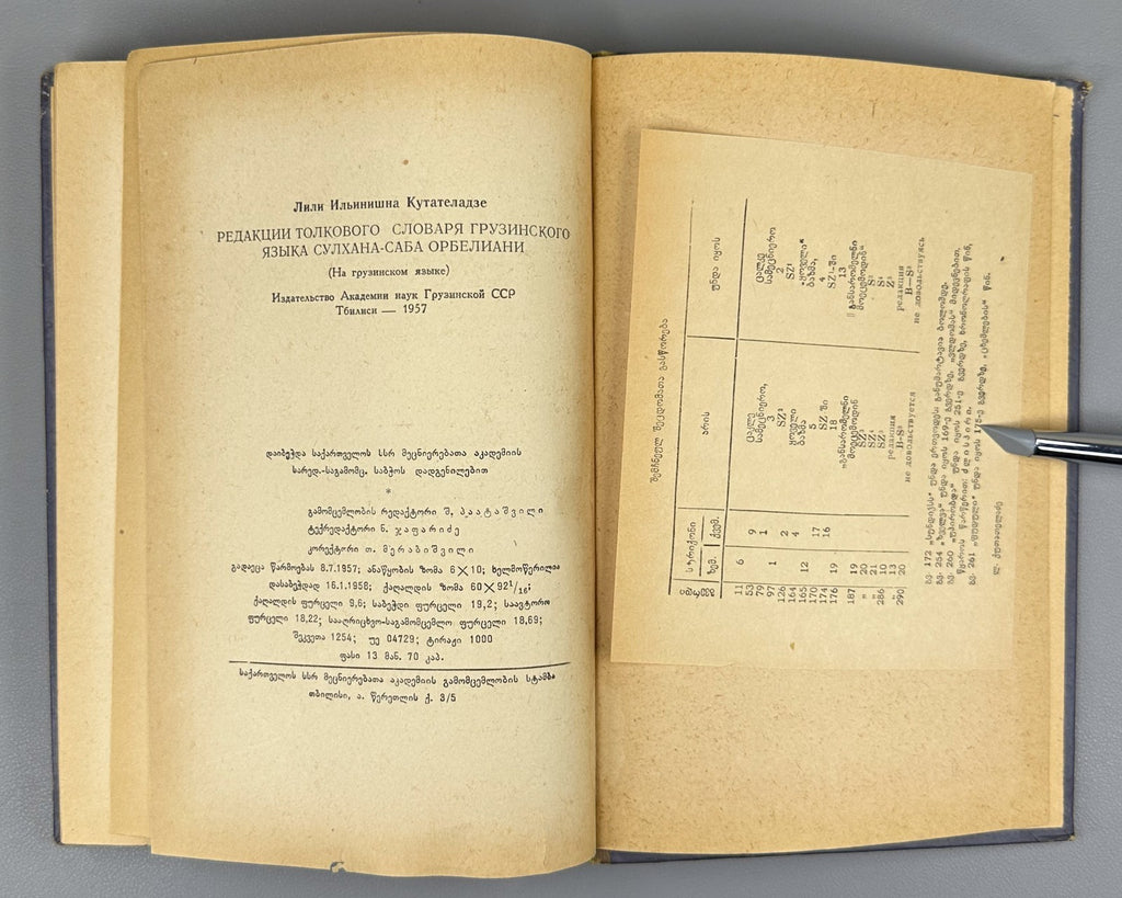 Kutateladze Editions of Sulkhan-Saba Orbeliani’s Explanatory Dictionary Georgian