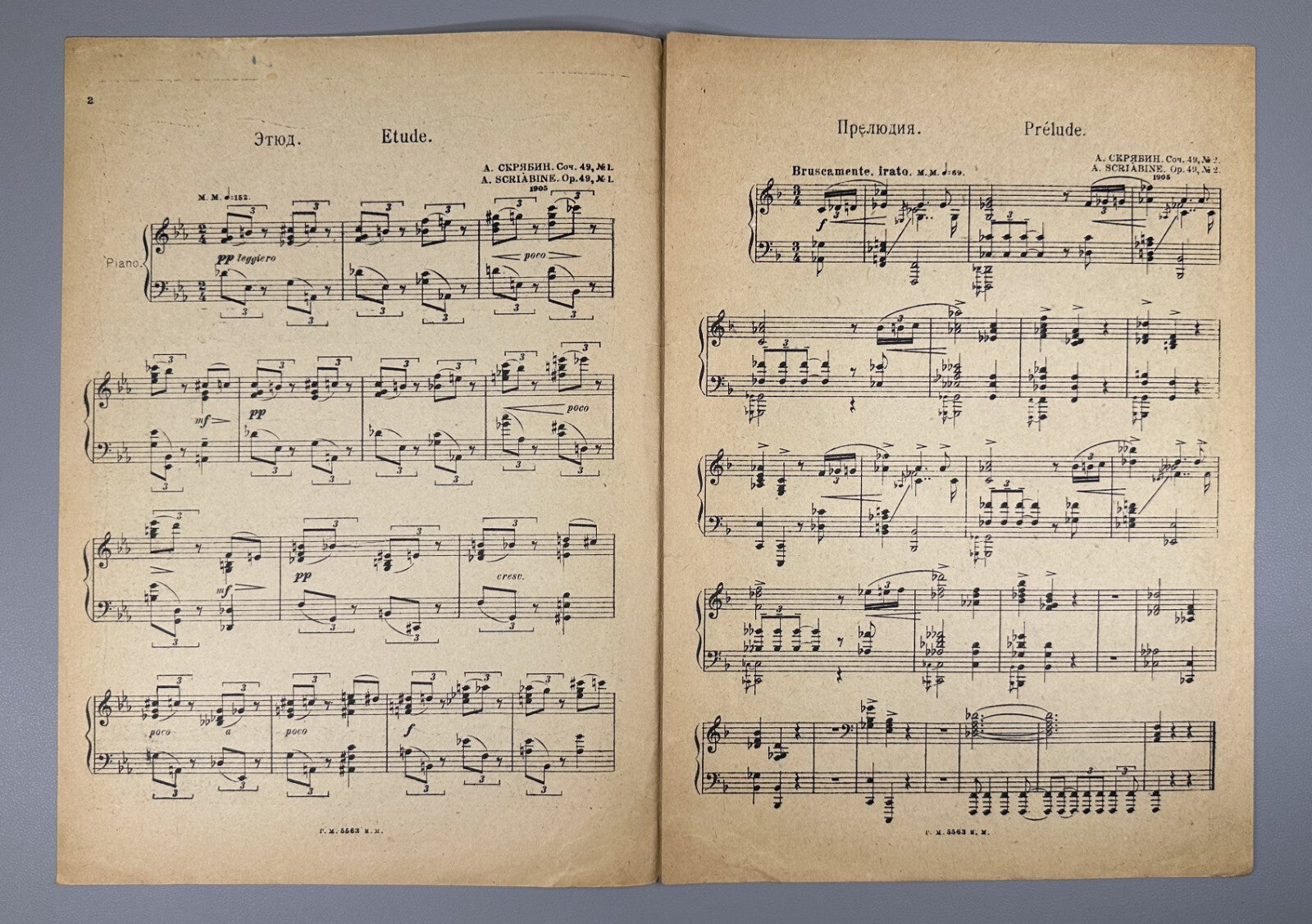 Scriabin Three Pieces piano Op. 49 Sheet music 1934 Скрябин Три пьесы Соч. 49