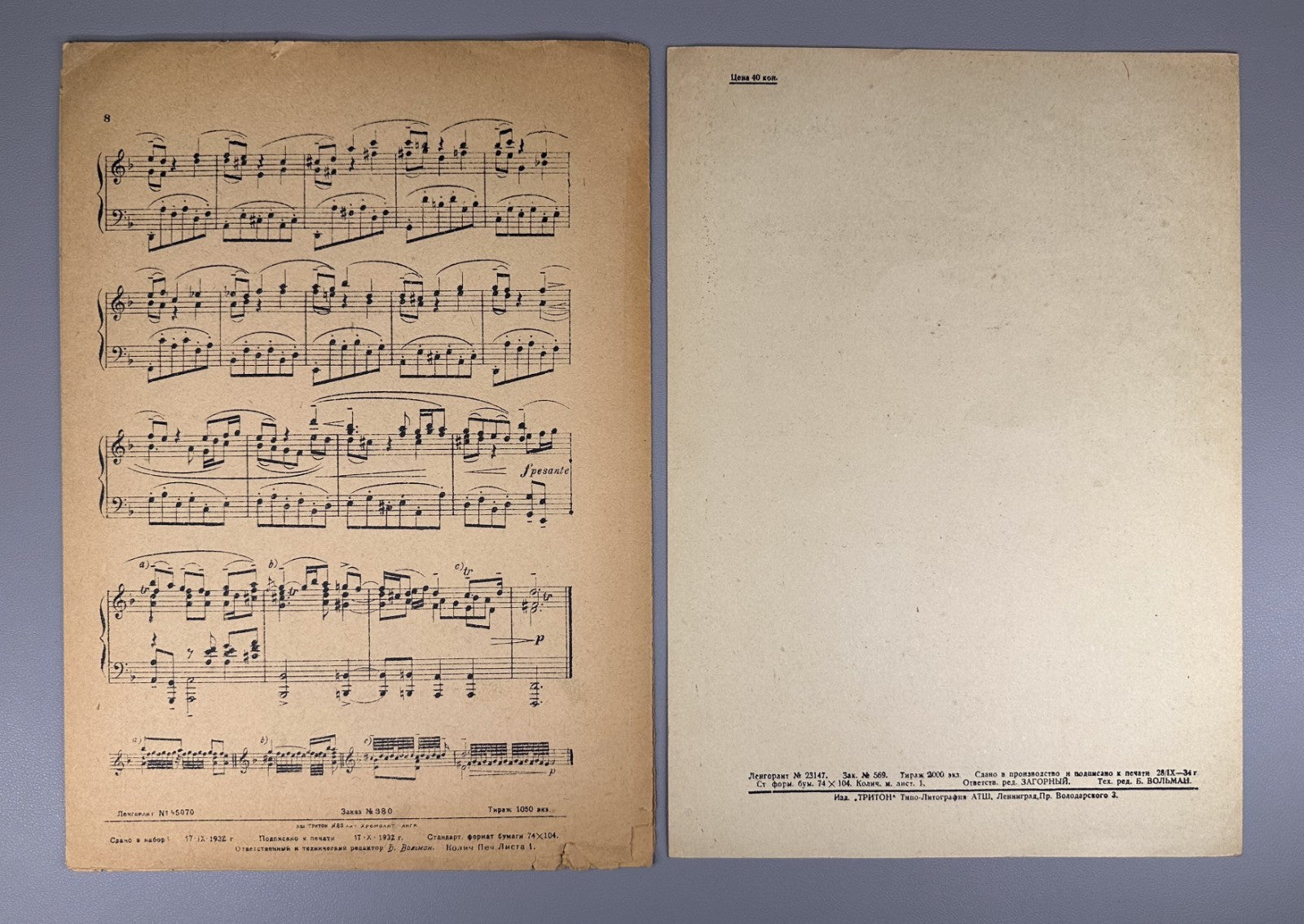 Lot of 5 Triton Publishing Sheet Music Piano Scores 1932 Bach Godowsky Yudina