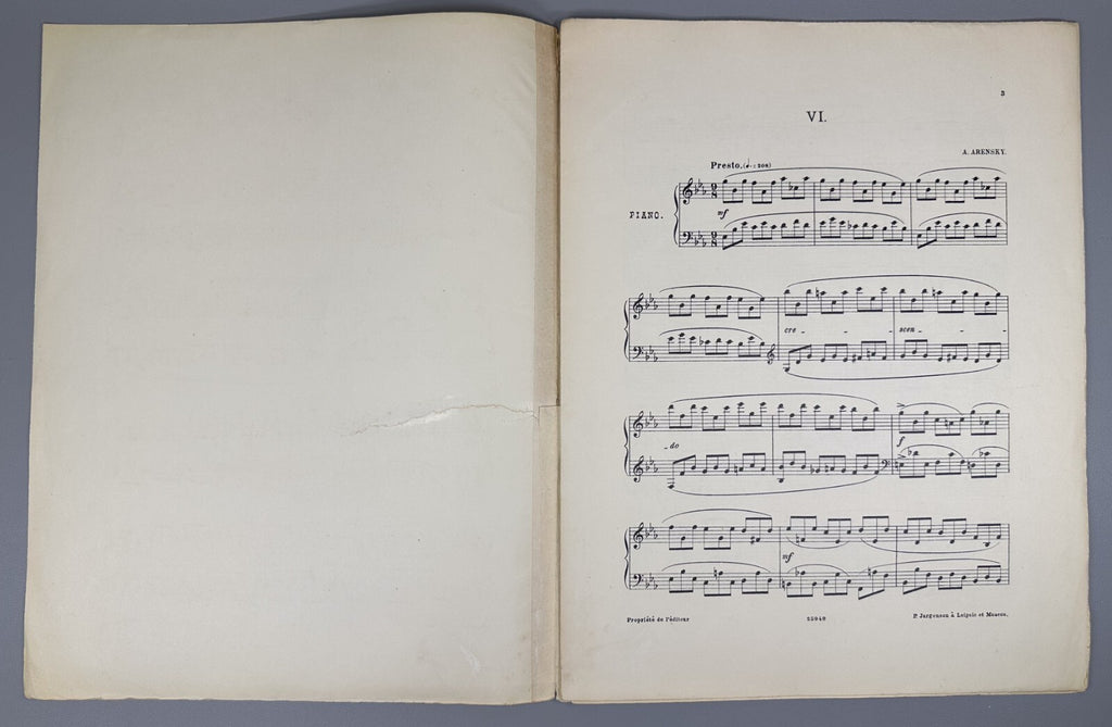 1st ed. Arensky By the Sea Presto 1901 Аренский У моря Соч. 52, № 6 Ноты