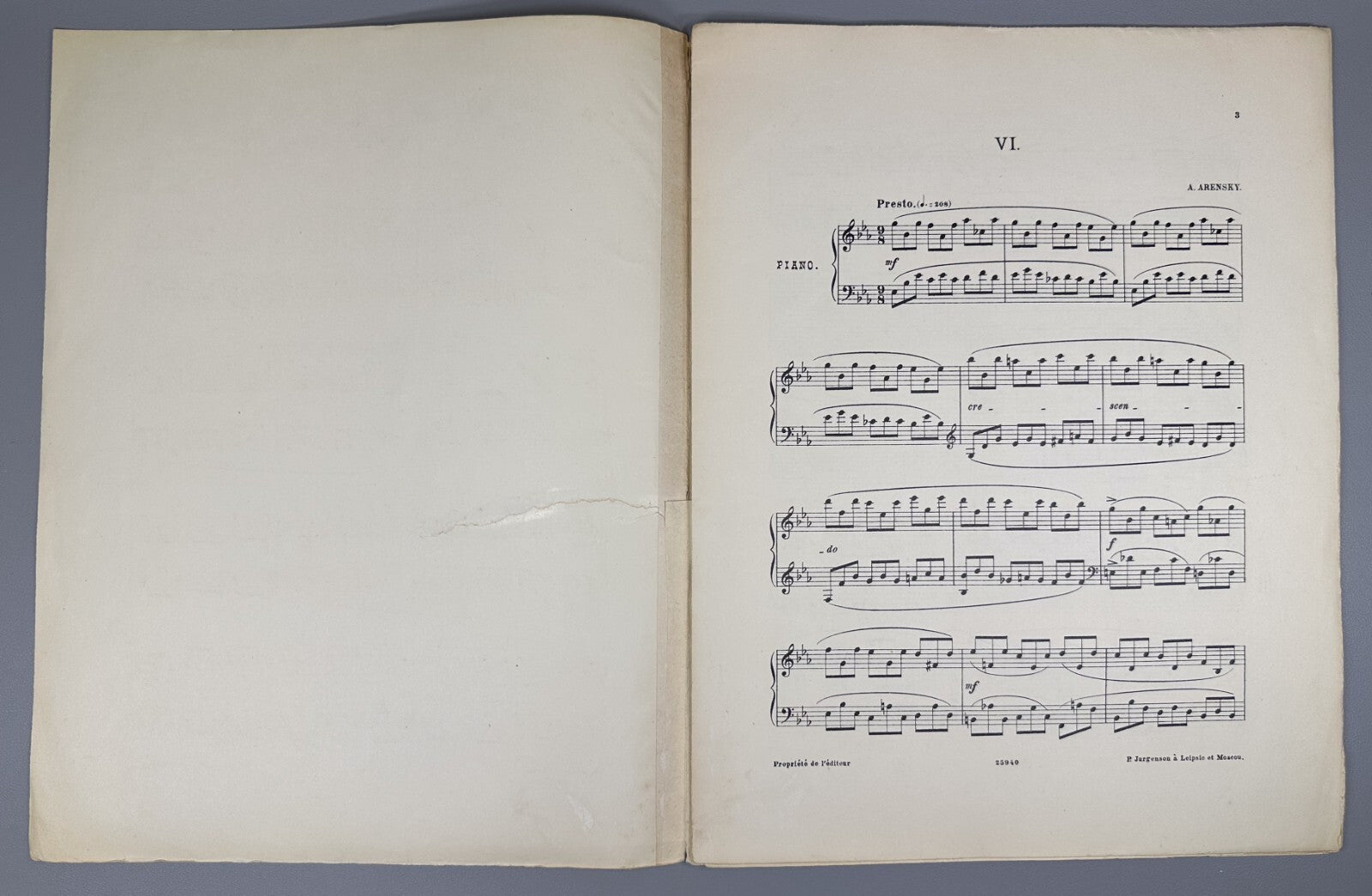 1st ed. Arensky By the Sea Presto 1901 Аренский У моря Соч. 52, № 6 Ноты