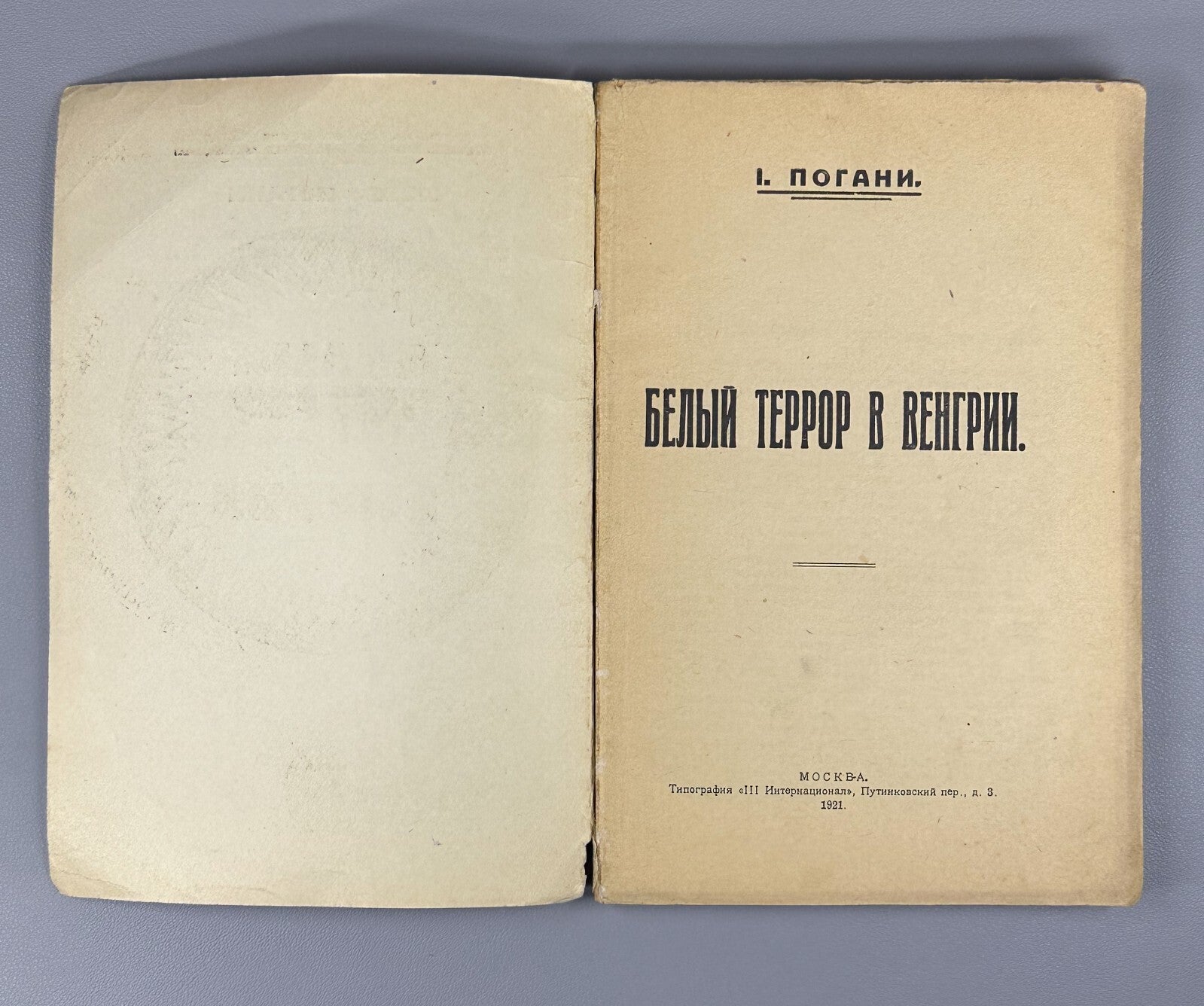 1st ed. Rus Pogany White Terror in Hungary Погани Белый террор в Венгрии 1921